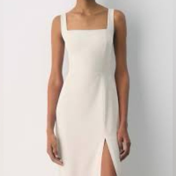 Babaton Dresses & Skirts - Babaton 90s Slit White Square-Neck Midi Dress Size 2
